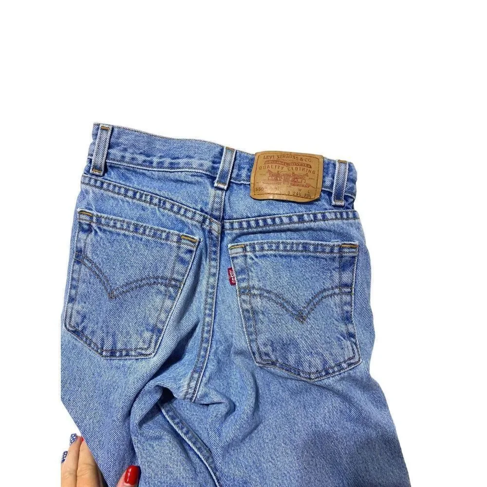 vintage Levi’s 550 relaxed fit regular kid sz 9  W‎ 24” L 22” Batwing